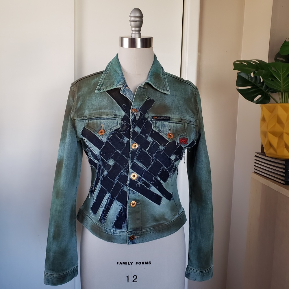 VINTAGE Parasuco Patchwork Denim Jacket Size Medium